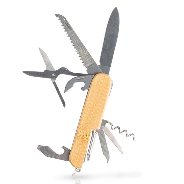 Bambusest ja roostevabast terasest multifunktsionaalne taskunuga / Multiblade